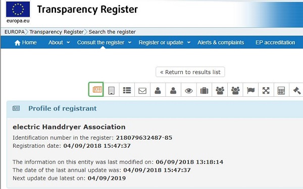 EHA Now In EU Transparency Register